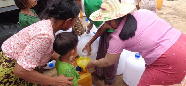 Distributing water for villages in dry zone