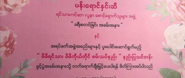 “ မိမိရင်သား မိမိကိုယ်တိုင် စမ်းသပ်နည်း”  နည်းပြသင်တန်းအား တက်ရောက် ဆွေးနွေးခြင်း