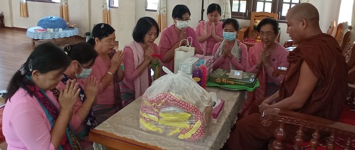 Donation at the No.(1) Shwe Kyar Pyo Khin Monastic Education School